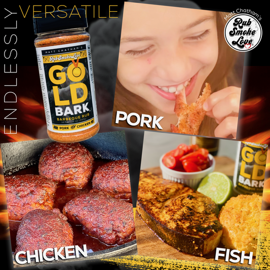 Gold Bark® BBQ Rub and Seasoning | All-Purpose for Pork, Chicken and Fish (12oz) | by Matt Chatham