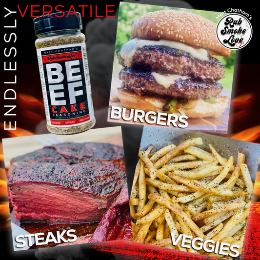 Beef Cake™ BBQ Rub and Seasoning | All-Natural Low Sodium Blend for Steaks, Burgers, Brisket and More (9.5oz) | by Matt Chatham