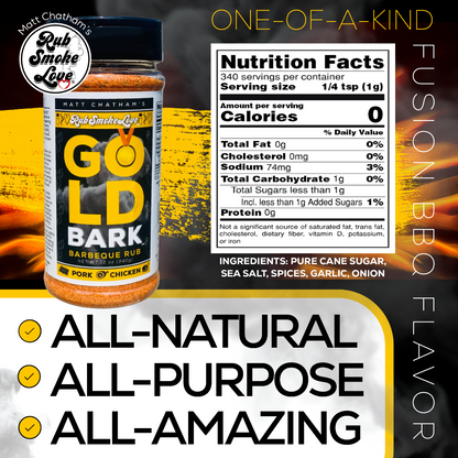 Gold Bark® BBQ Rub and Seasoning | All-Purpose for Pork, Chicken and Fish (12oz) | by Matt Chatham
