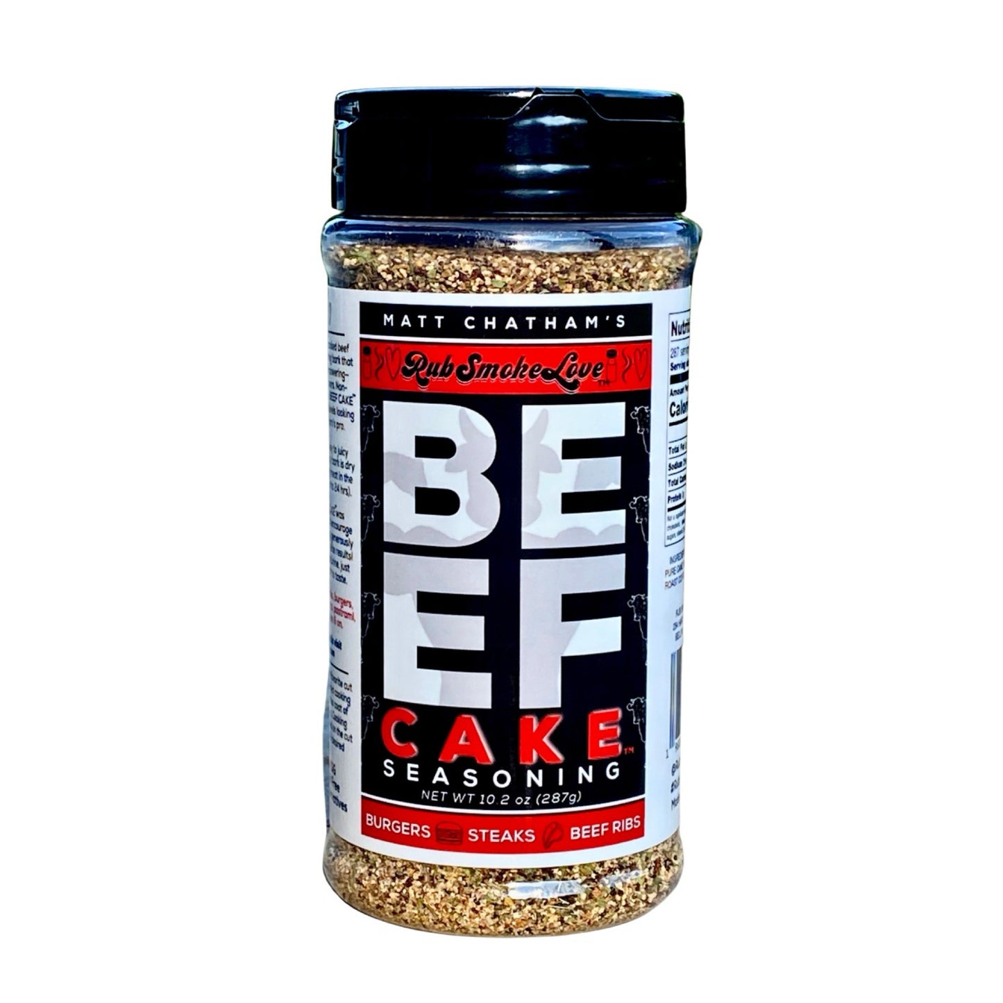 Beef Cake™ BBQ Rub and Seasoning | All-Natural Low Sodium Blend for Steaks, Burgers, Brisket and More (9.5oz) | by Matt Chatham