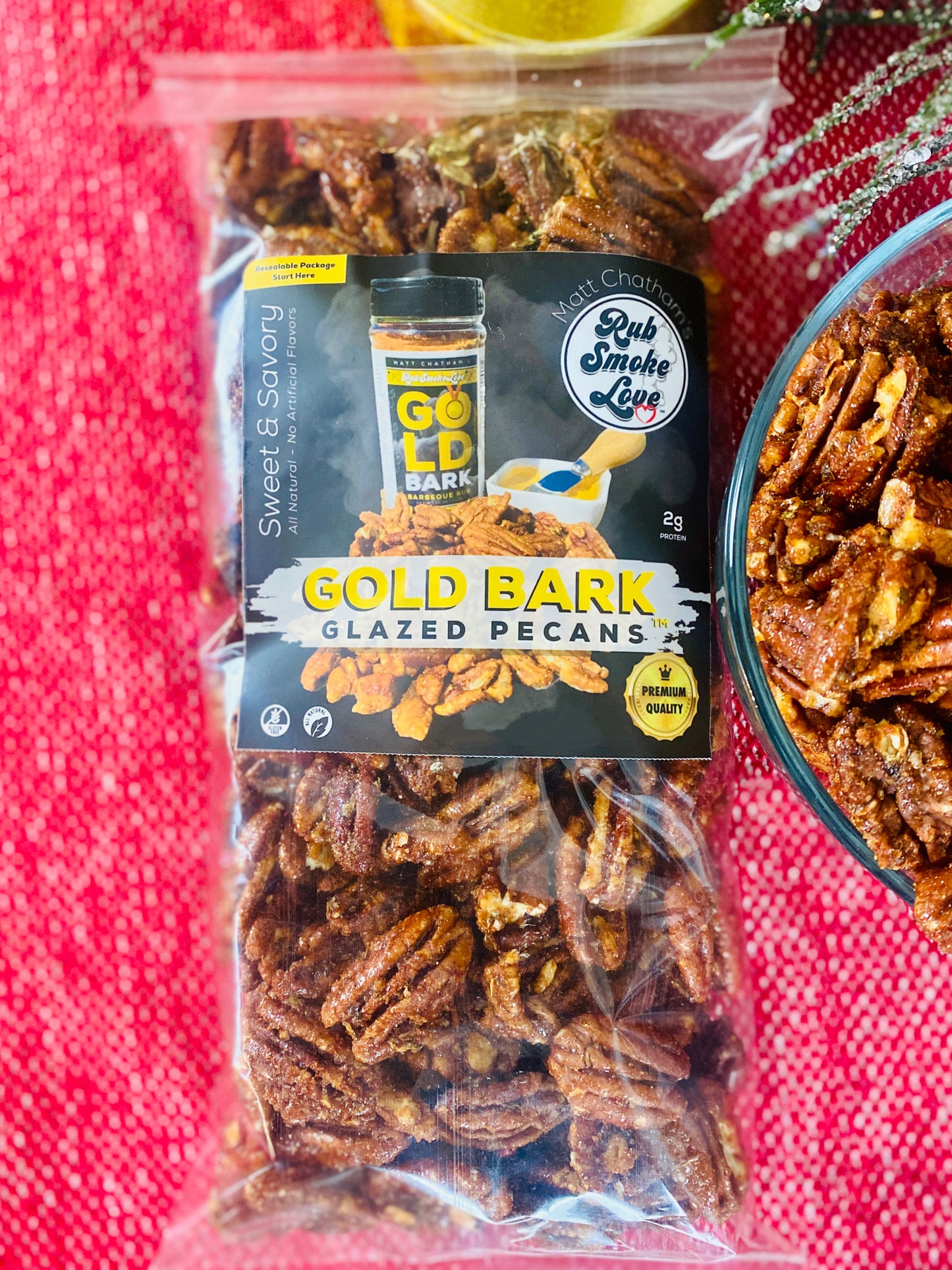 GOLD BARK Glazed Pecans, 1 Pound Bag