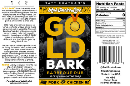 Gold Bark® BBQ Rub and Seasoning | All-Purpose for Pork, Chicken and Fish (12oz) | by Matt Chatham